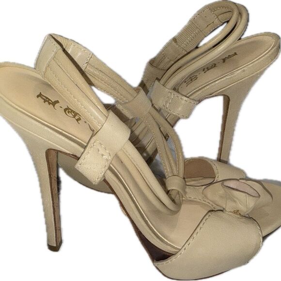 L.A.M.B. Tan and Brown Heels with Bow Detail - Picture 3 of 9